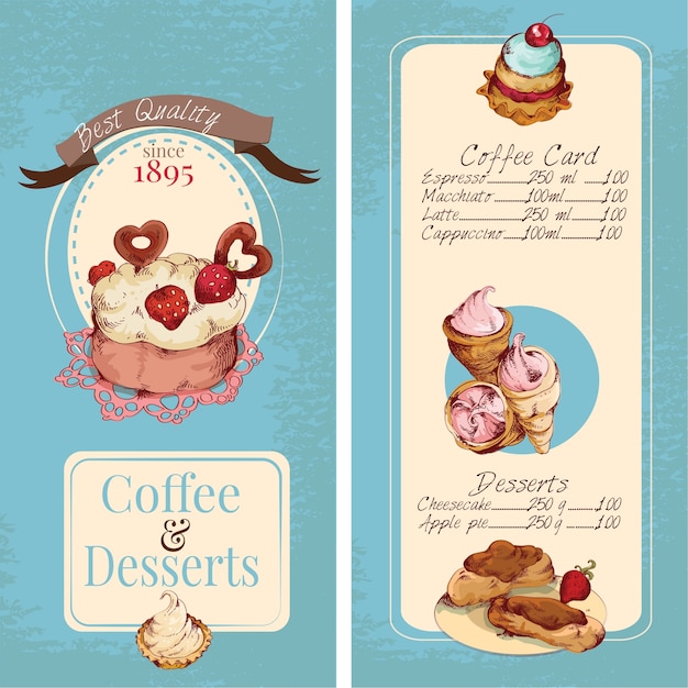 Vector plantilla de carta de postres