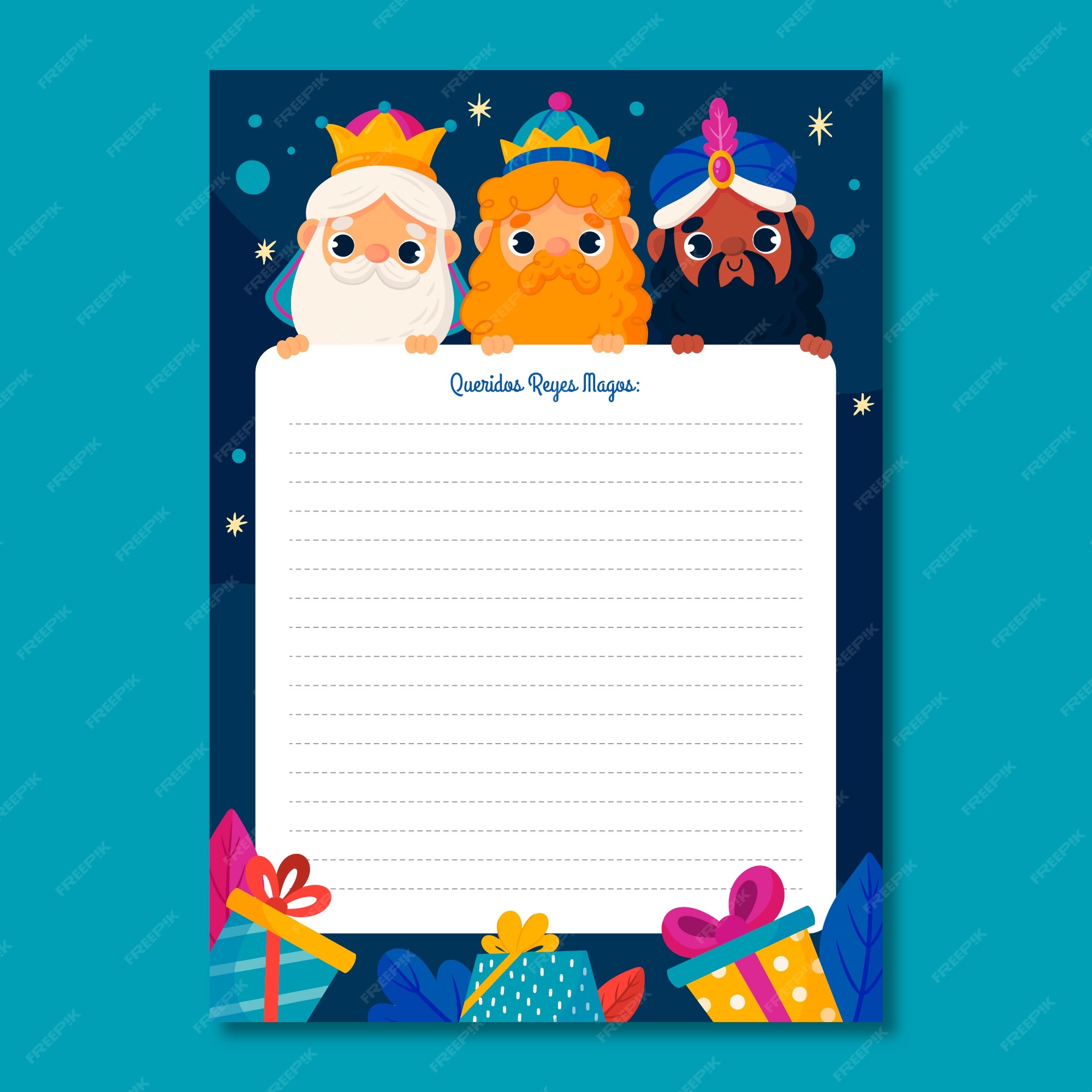 Carta De Reyes Mago Plantilla de carta de reyes magos plana | Vector Premium