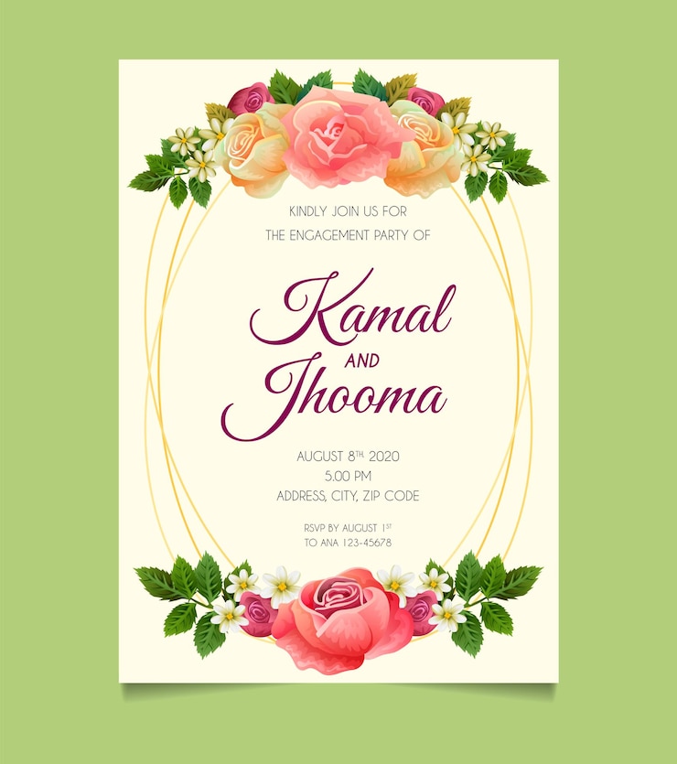 Plantilla de cartel de boda floral
