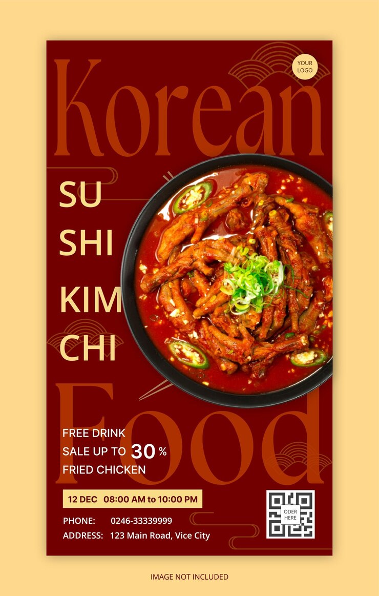 plantilla de cartel de comida asiática coreana