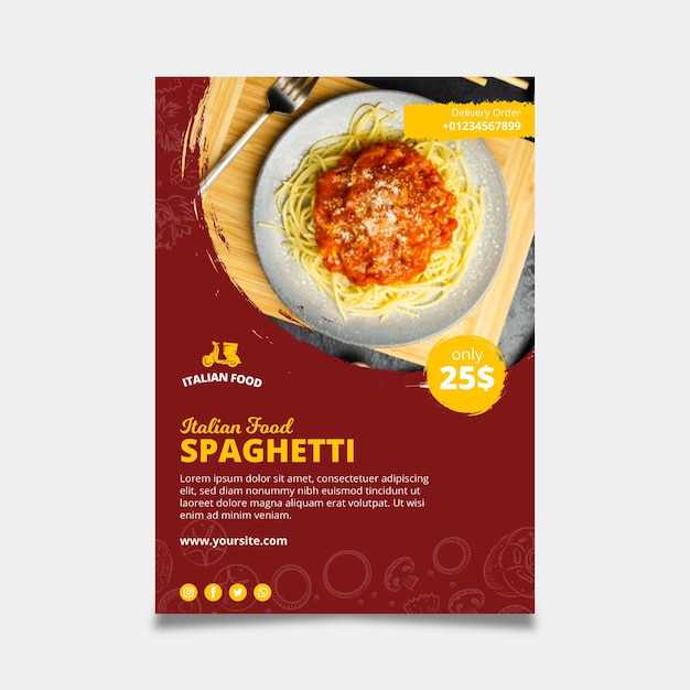 Plantilla de cartel de comida italiana