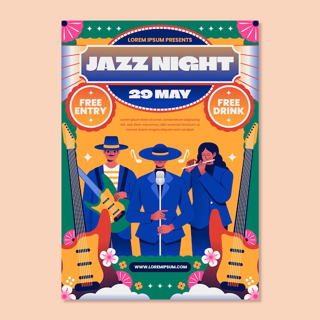 plantilla de cartel del concierto de la noche del jazz