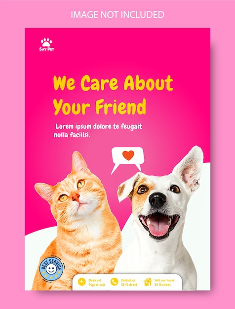 Vector plantilla de cartel de cuidado de mascotas