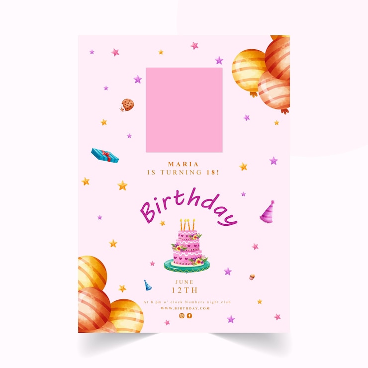 plantilla de cartel de cumpleaños de acuarela