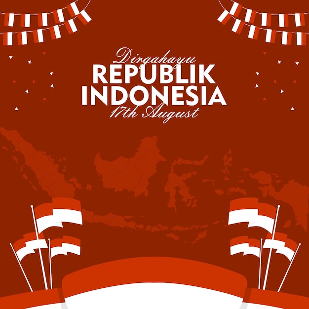 plantilla de cartel del día de la independencia de Indonesia