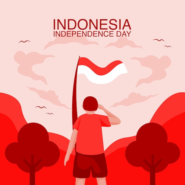 plantilla de cartel del día de la independencia de Indonesia