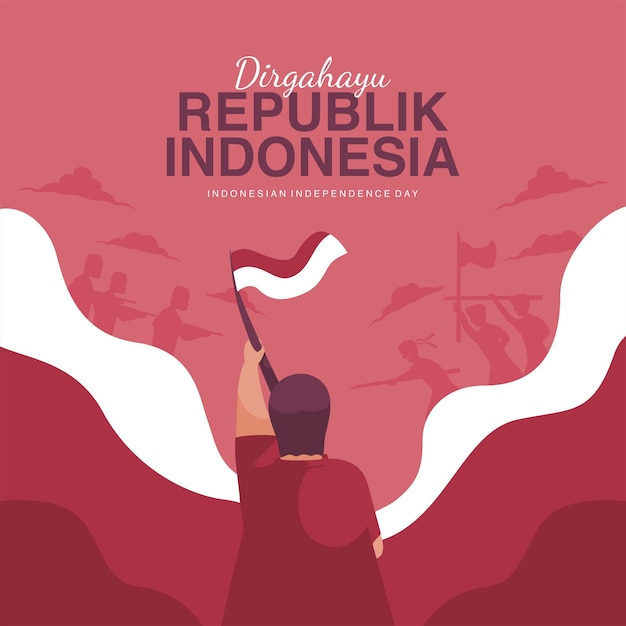 plantilla de cartel del día de la independencia de Indonesia