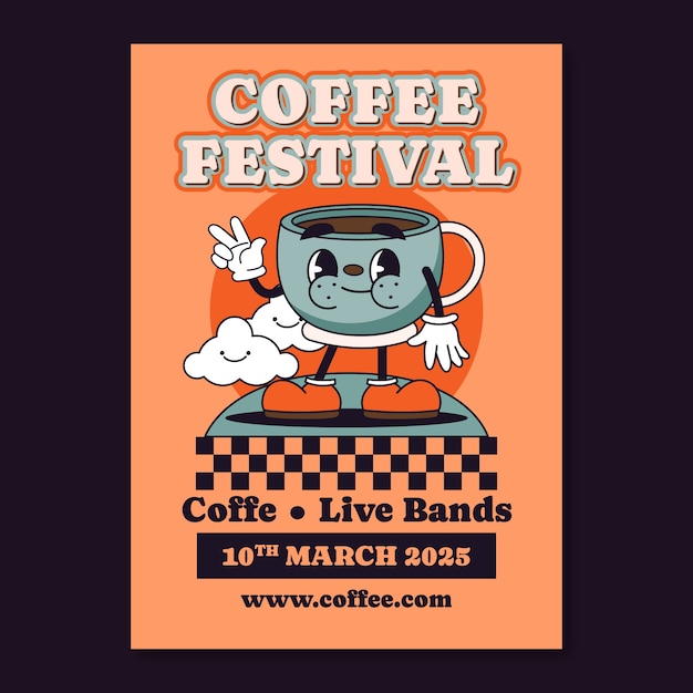 plantilla de cartel del día internacional del café dibujado a mano