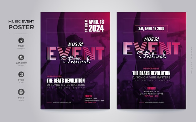 Plantilla de cartel para el Festival de Música de Purple Flat Rock