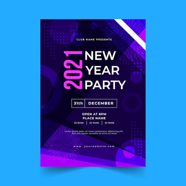 Vector plantilla de cartel de fiesta abstracto año nuevo 2021