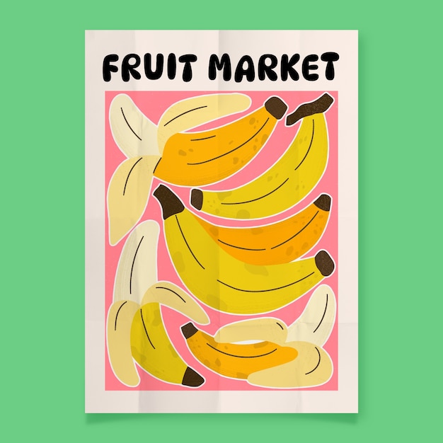 Vector plantilla de cartel de frutas dibujado a mano