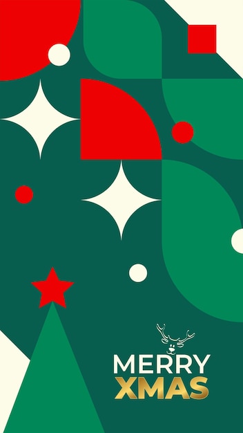 plantilla de cartel geométrico de Navidad rojo y verde