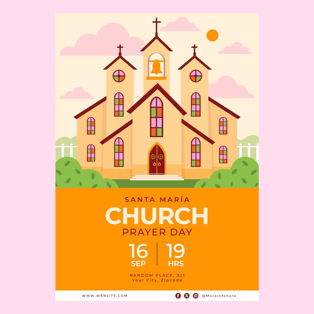 plantilla de cartel de la iglesia dibujada a mano