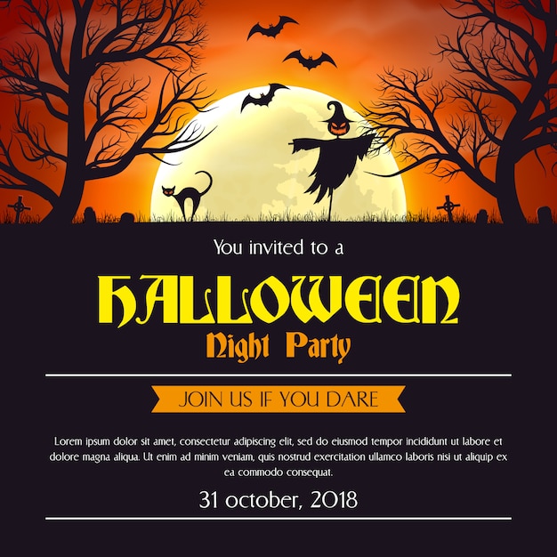 Plantilla de cartel de invitación de fiesta de halloween.