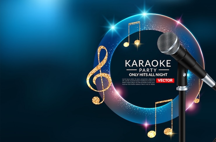 Vector plantilla de cartel de invitación de fiesta de karaoke, folleto de noche de karaoke