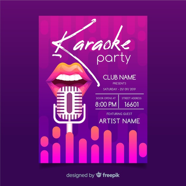 Plantilla de cartel de karaoke degradado abstracto