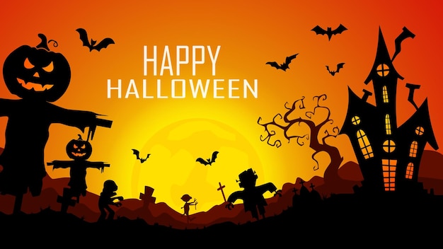 Plantilla de cartel de promoción de Halloween con escenario de exhibición de productos Estampa de sitio web o banner