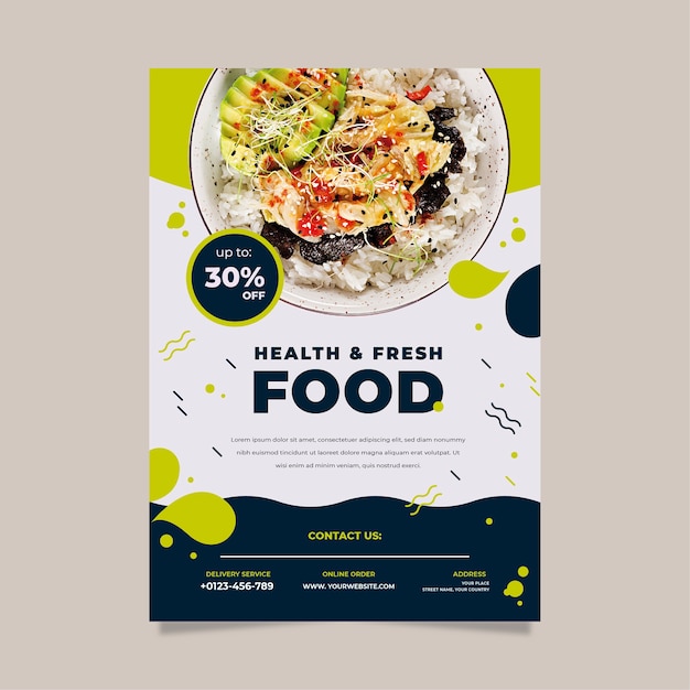 Vector plantilla para cartel de restaurante de comida saludable