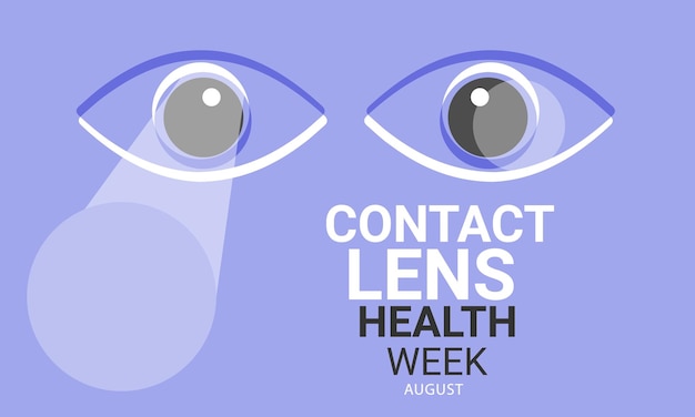 Vector plantilla de cartel de tarjeta de banner de fondo de agosto de semana de salud de lentes de contacto ilustración vectorial