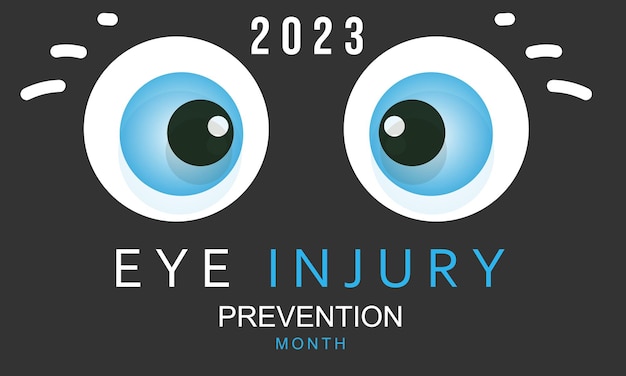 Plantilla de cartel de tarjeta de banner de fondo de mes de prevención de lesiones oculares ilustración vectorial