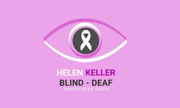 Plantilla de cartel de tarjeta de banner de fondo de la semana de concientización sobre ciegos y sordos de Helen Keller Vector
