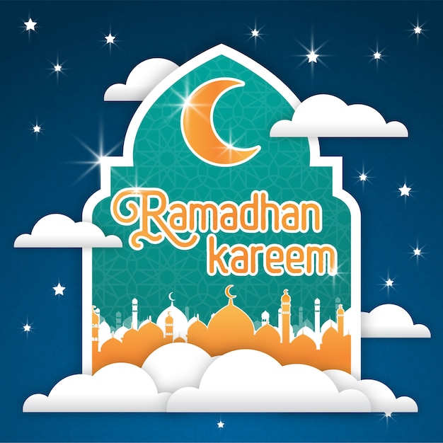 Plantilla de cartel de tarjeta de felicitación de Ramadhan Kareem