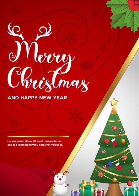 Plantilla de cartel Vector Feliz Navidad y Feliz Año Nuevo