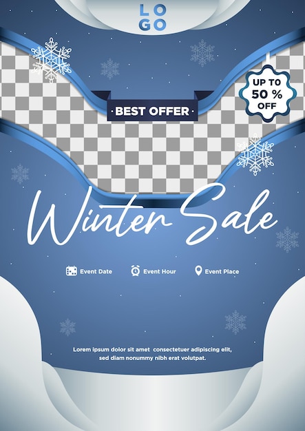 Vector plantilla de cartel ventas de invierno diseño exclusivo