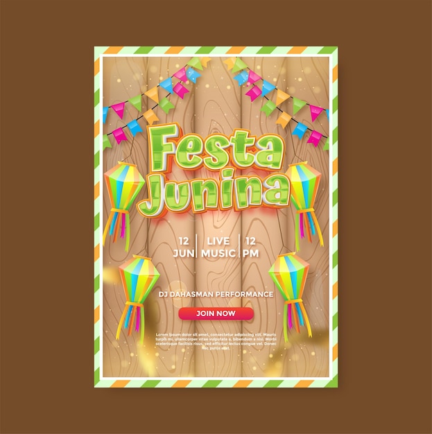 Vector plantilla de cartel vertical de fiesta junina