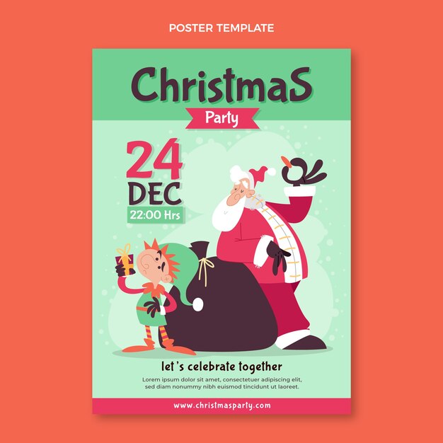 Plantilla de cartel vertical de navidad plana