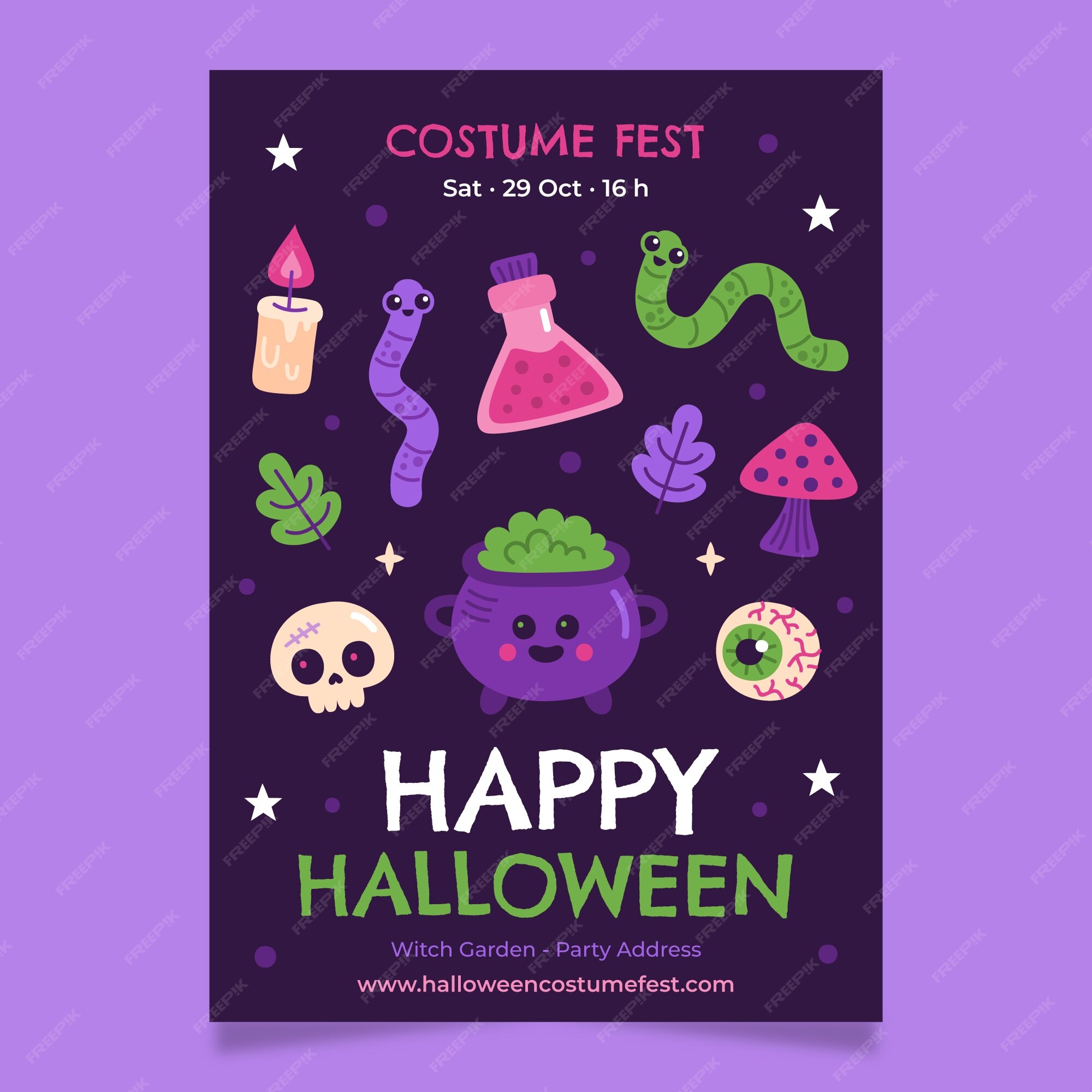 Plantilla de cartel vertical plano de halloween Vector Premium