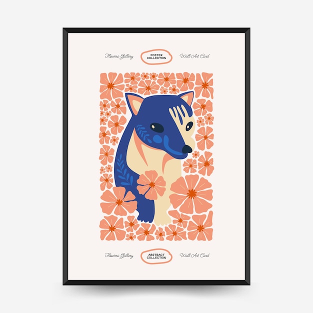 Plantilla de carteles abstractos florales y animales Estilo moderno y minimalista de Matisse