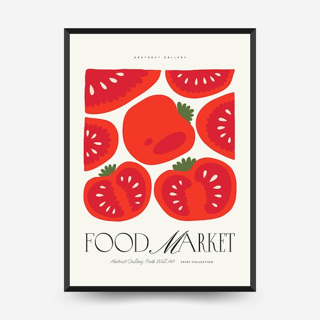 Plantilla de carteles de alimentos abstractos Moderna moda Matisse estilo minimalista Decoración de cocina y restaurante