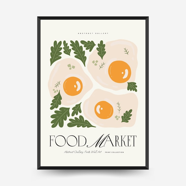 Plantilla de carteles de alimentos abstractos Moderna moda Matisse estilo minimalista Decoración de cocina y restaurante