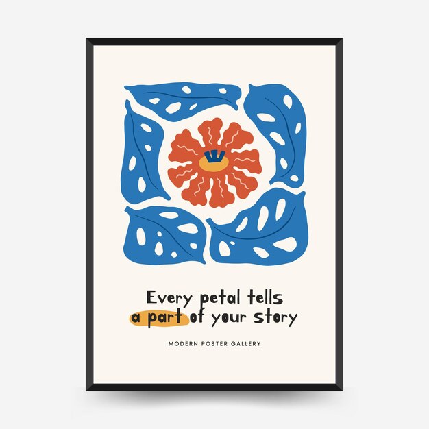 plantilla de carteles florales abstractos estilo minimalista moderno de moda de Matisse diseño dibujado a mano