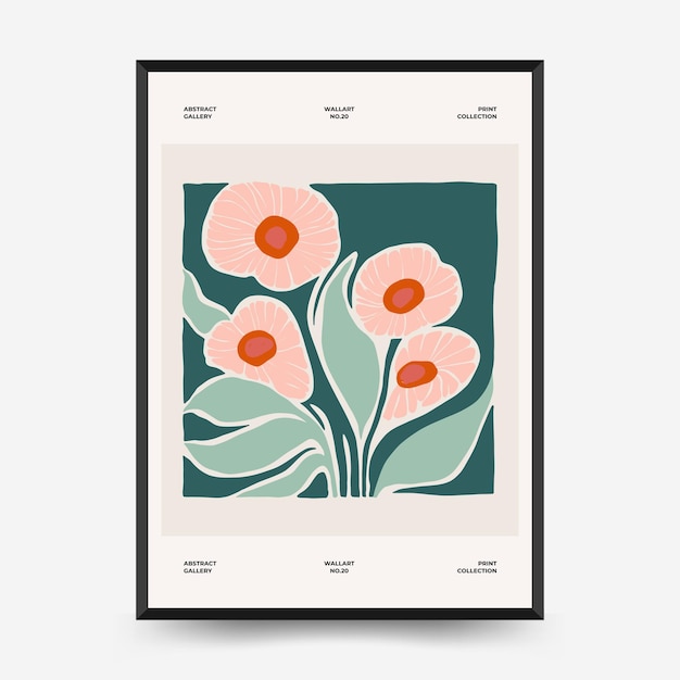 Plantilla de carteles florales abstractos estilo minimalista moderno y de moda de matisse