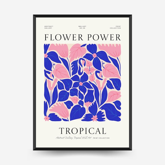 Plantilla de carteles florales abstractos Moderna moda Matisse estilo minimalista Selva tropical