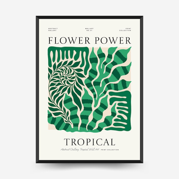 Plantilla de carteles florales abstractos Moderna moda Matisse estilo minimalista Selva tropical