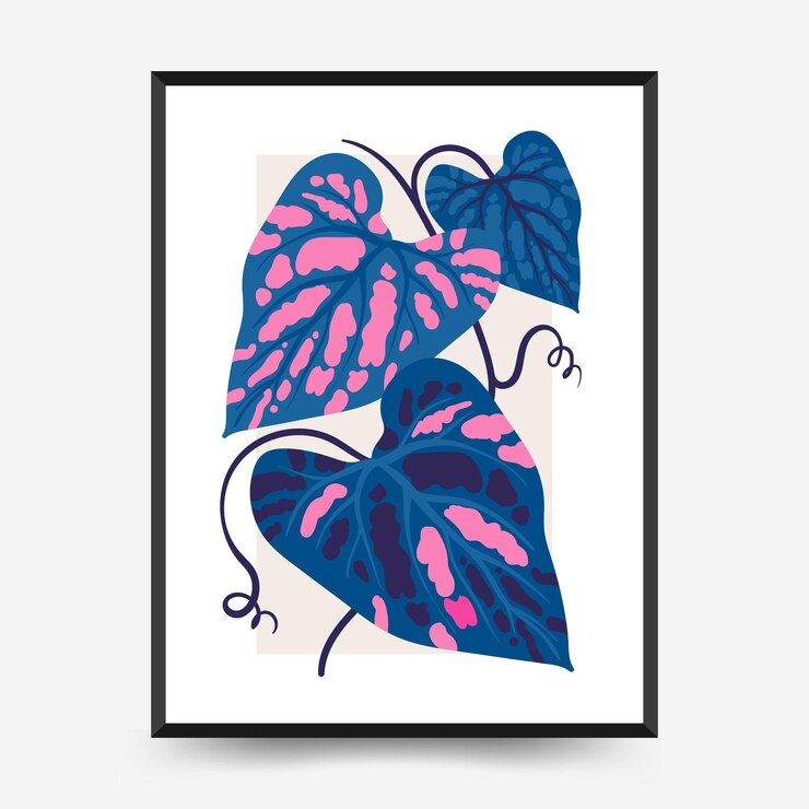 Vector plantilla de carteles florales abstractos moderno estilo matisse minimalista colores rosa y azul diseño dibujado a mano para papel tapiz decoración de pared impresión postal portada plantilla banner