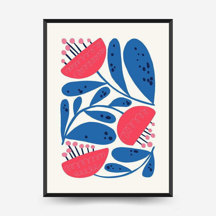 Vector plantilla de carteles florales abstractos. moderno estilo minimalista de matisse.