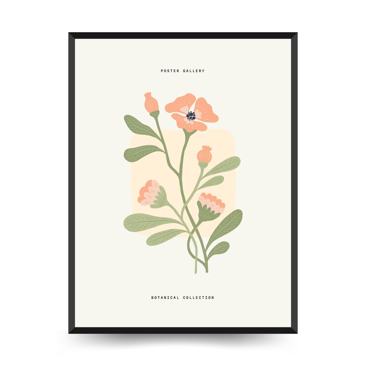 Vector plantilla de carteles florales abstractos moderno y moderno estilo minimalista de matisse groovy diseño dibujado a mano