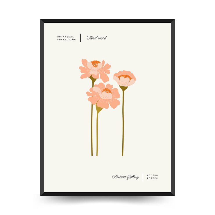 Vector plantilla de carteles florales abstractos moderno y moderno estilo minimalista de matisse groovy diseño dibujado a mano