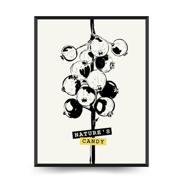 Plantilla de carteles de frutas abstractas Estilo minimalista moderno y de moda de Matisse Alimentos exóticos y saludables