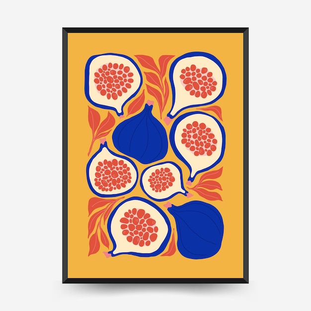 Plantilla de carteles de frutas abstractas Moderna moda Matisse estilo minimalista Exotic Healthy Food