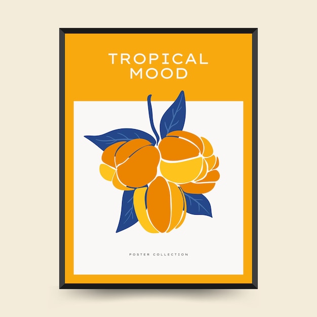 Plantilla de carteles de frutas tropicales abstractas Estilo minimalista de moda moderno