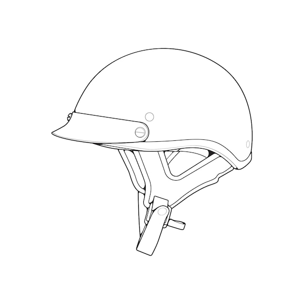 Plantilla casco media cara línea Arte casco Vector Ilustración Línea arte vector casco Vector