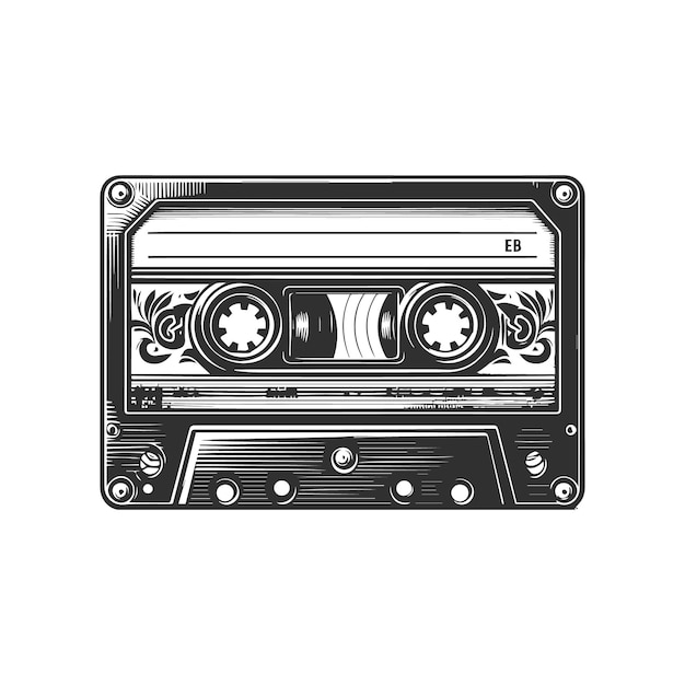 Plantilla de casete de audio monocromo vintage