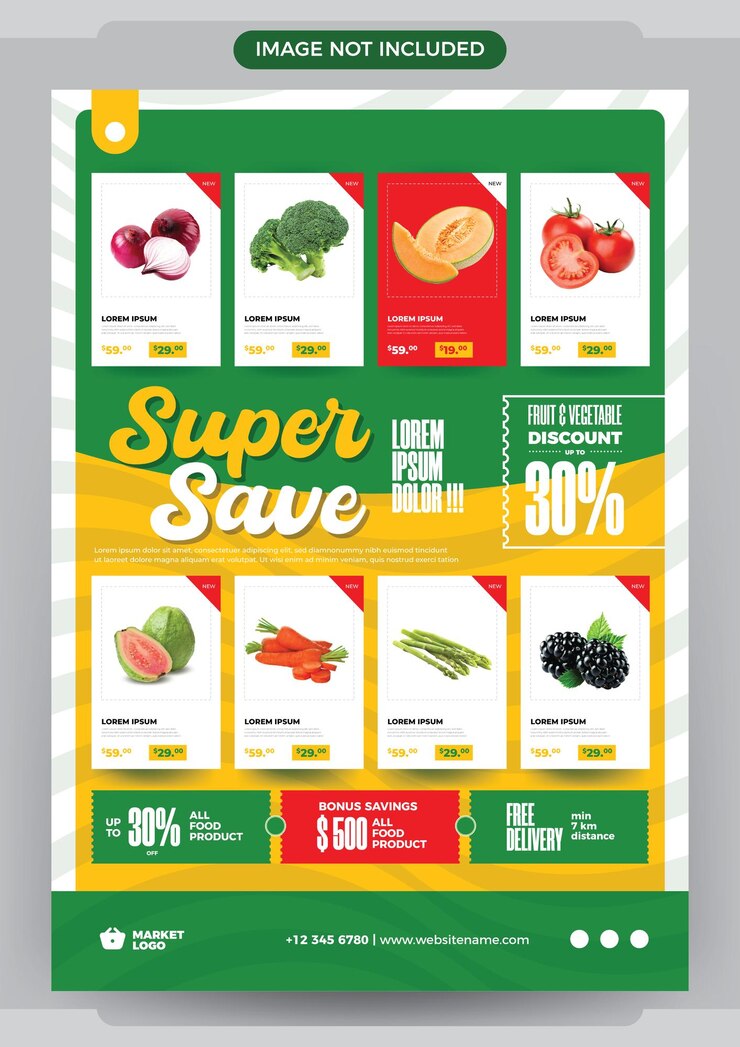 plantilla de catálogo de promoción de venta de tienda de comestibles