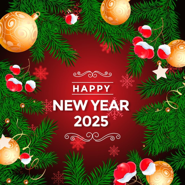 Plantilla de celebración de Feliz Año Nuevo para saludos y diseños festivos