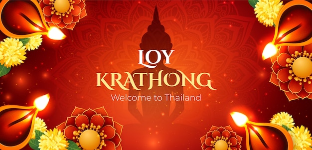 La plantilla de la celebración de Loy krathong
